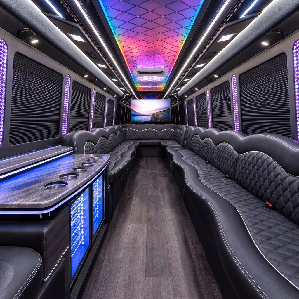 15 Passenger Party Bus Interior