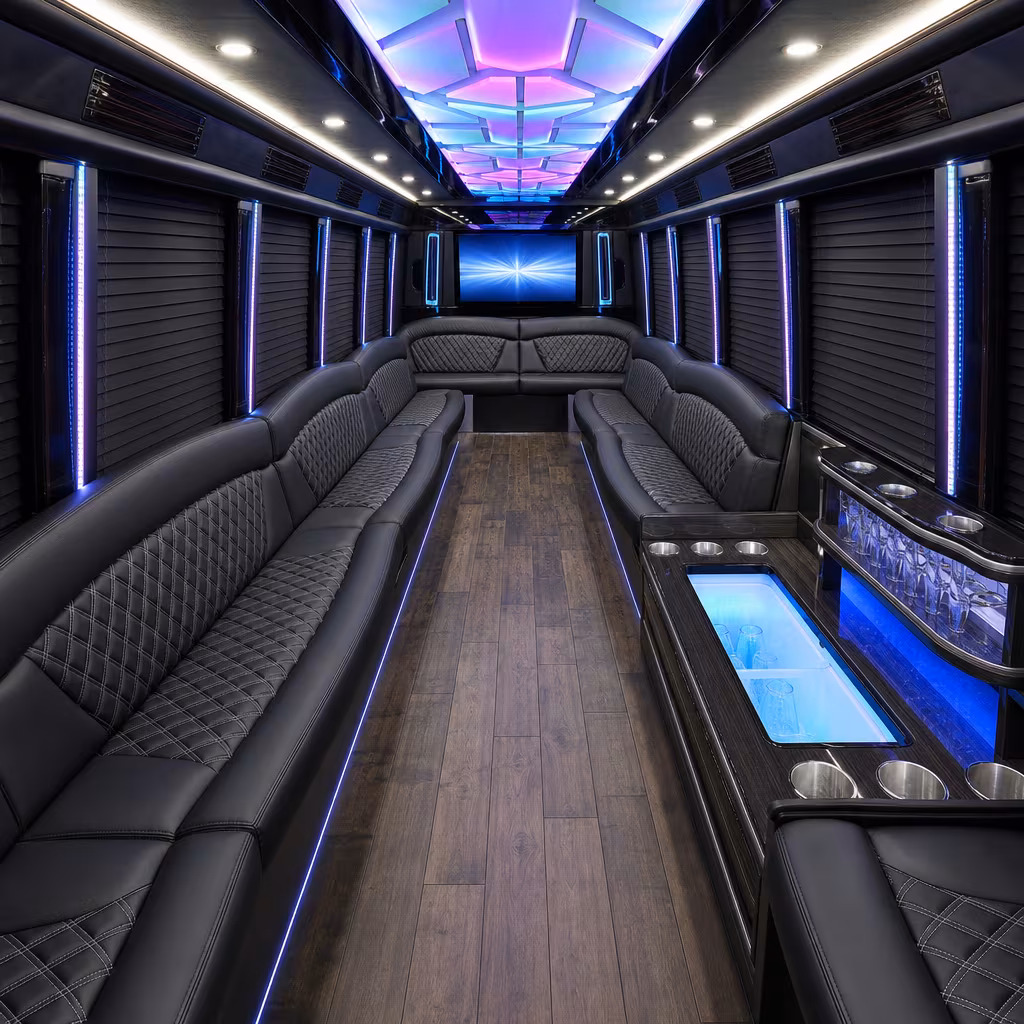 15 Passenger Party Bus Interior