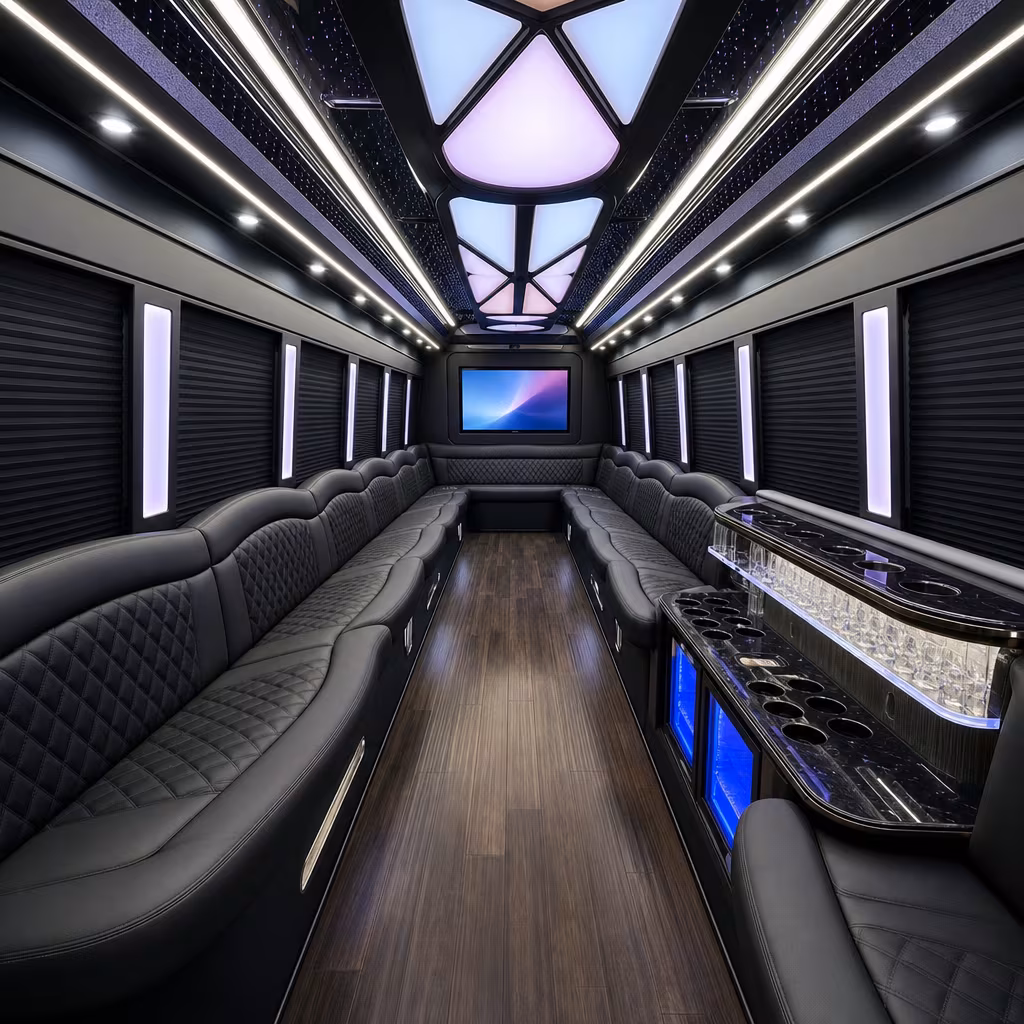 18 Passenger Party Bus Interior