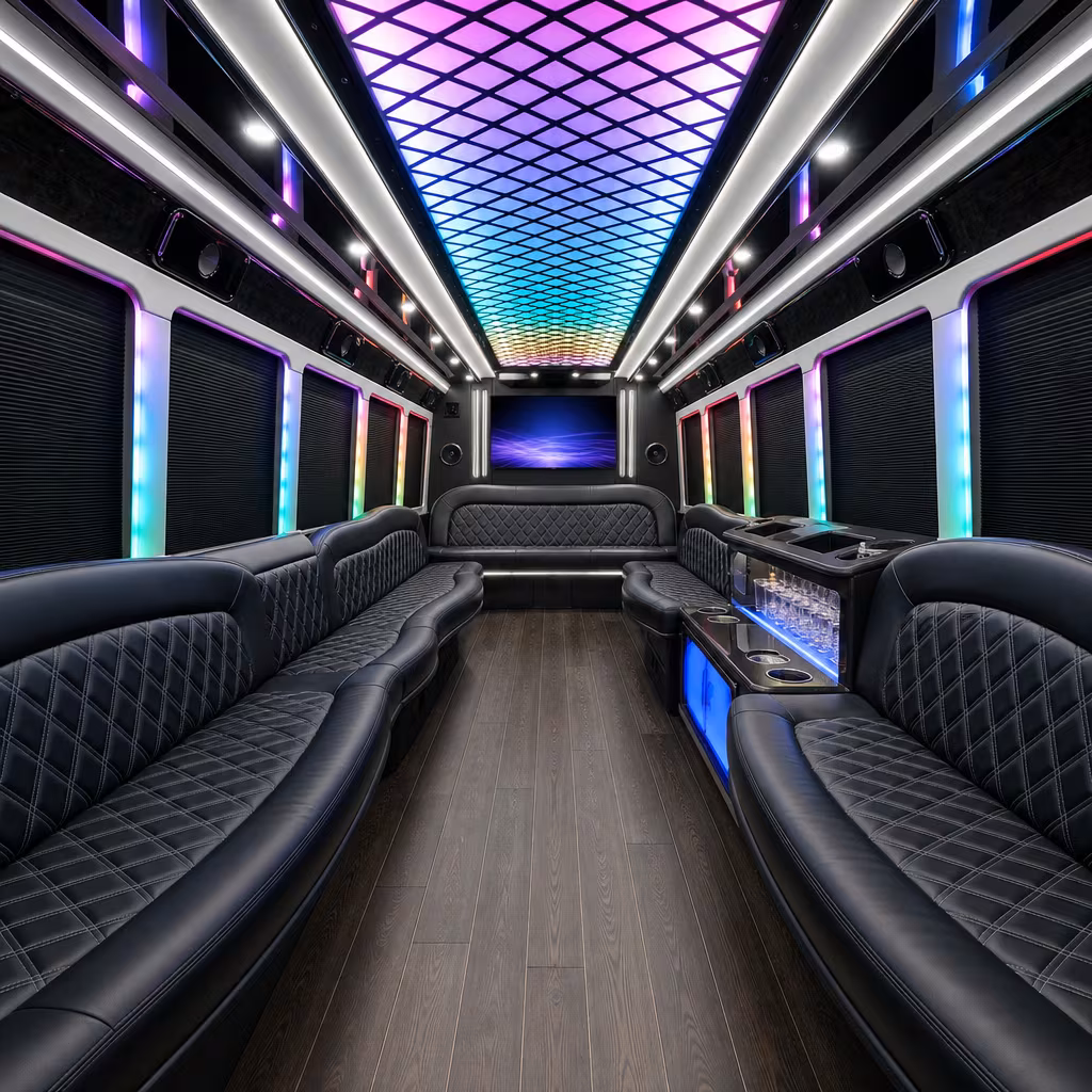 18 Passenger Party Bus Interior