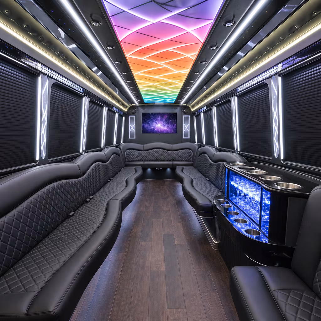 20 Passenger Party Bus Interior