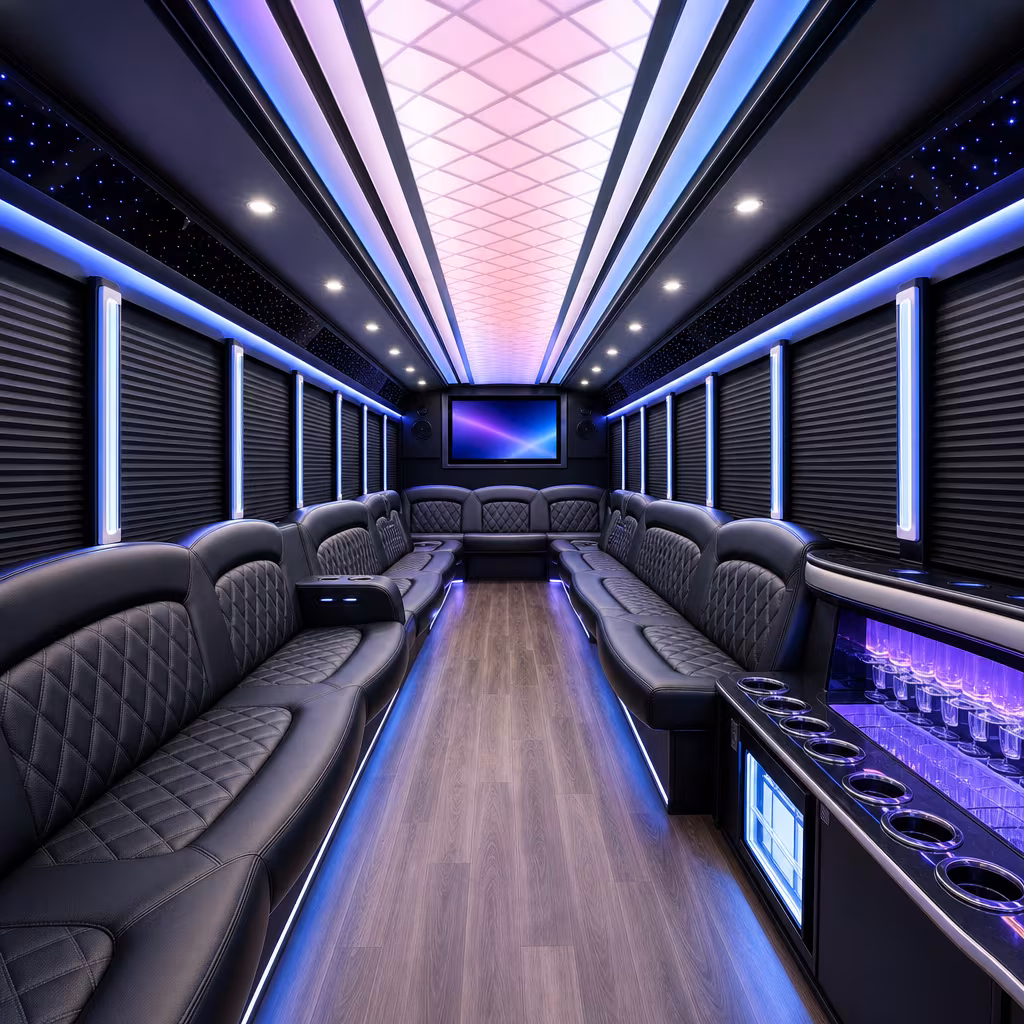 25 Passenger Party Bus Interior
