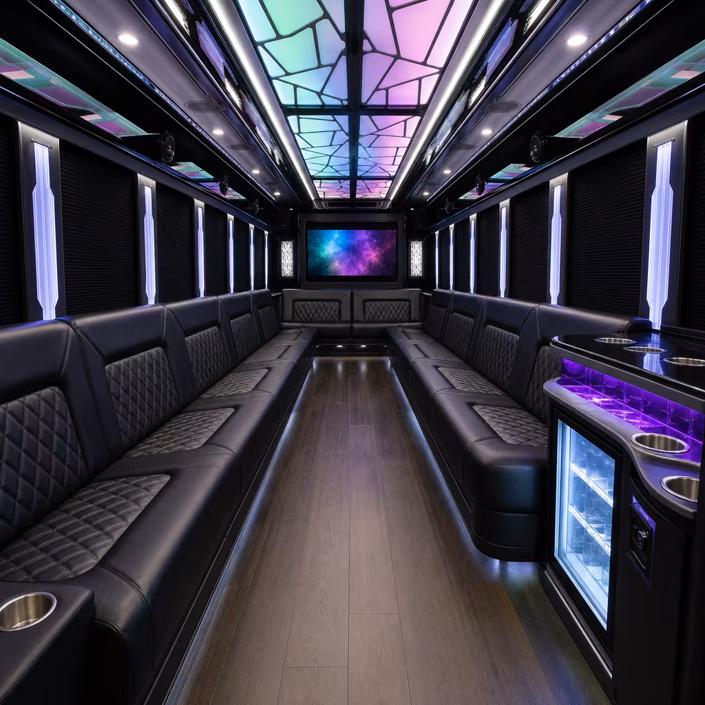28 Passenger Party Bus Interior