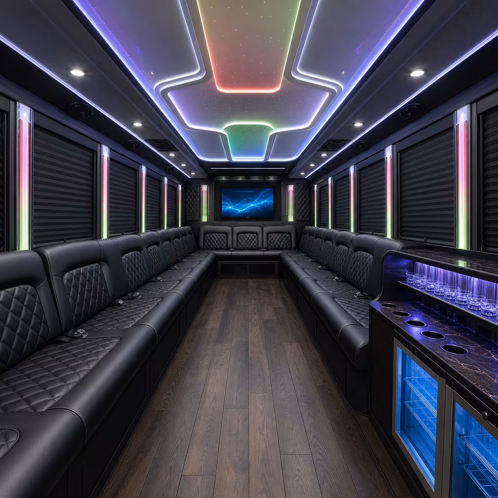 28 Passenger Party Bus Interior