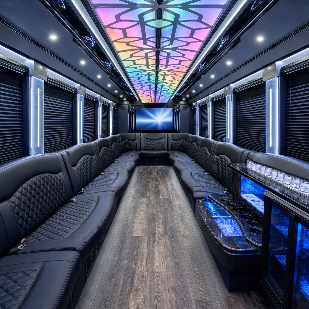 40 Passenger Party Bus Interior