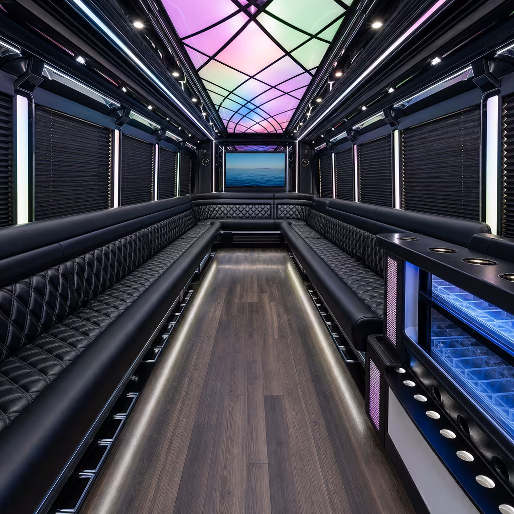 50 Passenger Party Bus Interior
