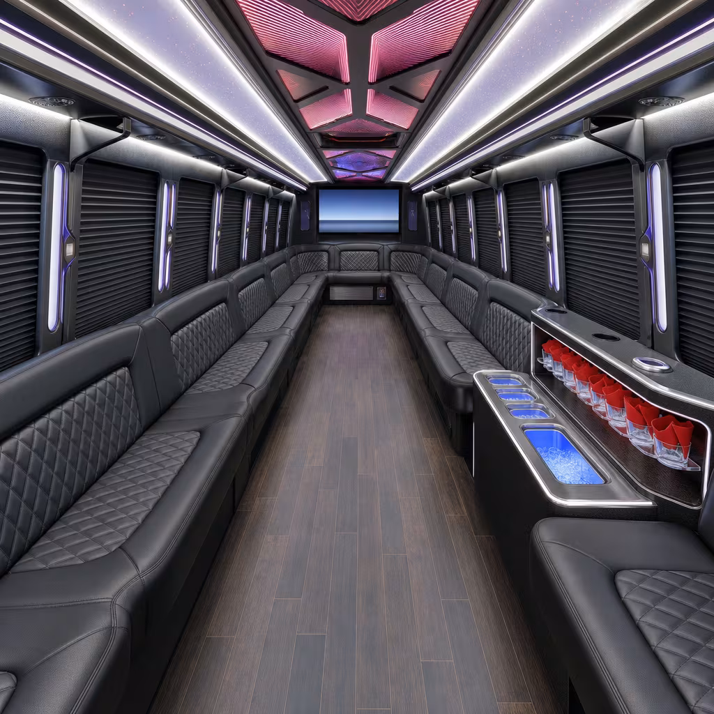 50 Passenger Party Bus Interior