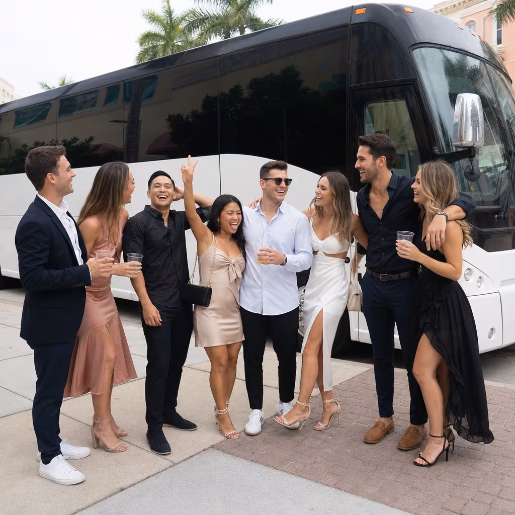Passengers loading luggage while boarding an Boynton Beach group shuttle