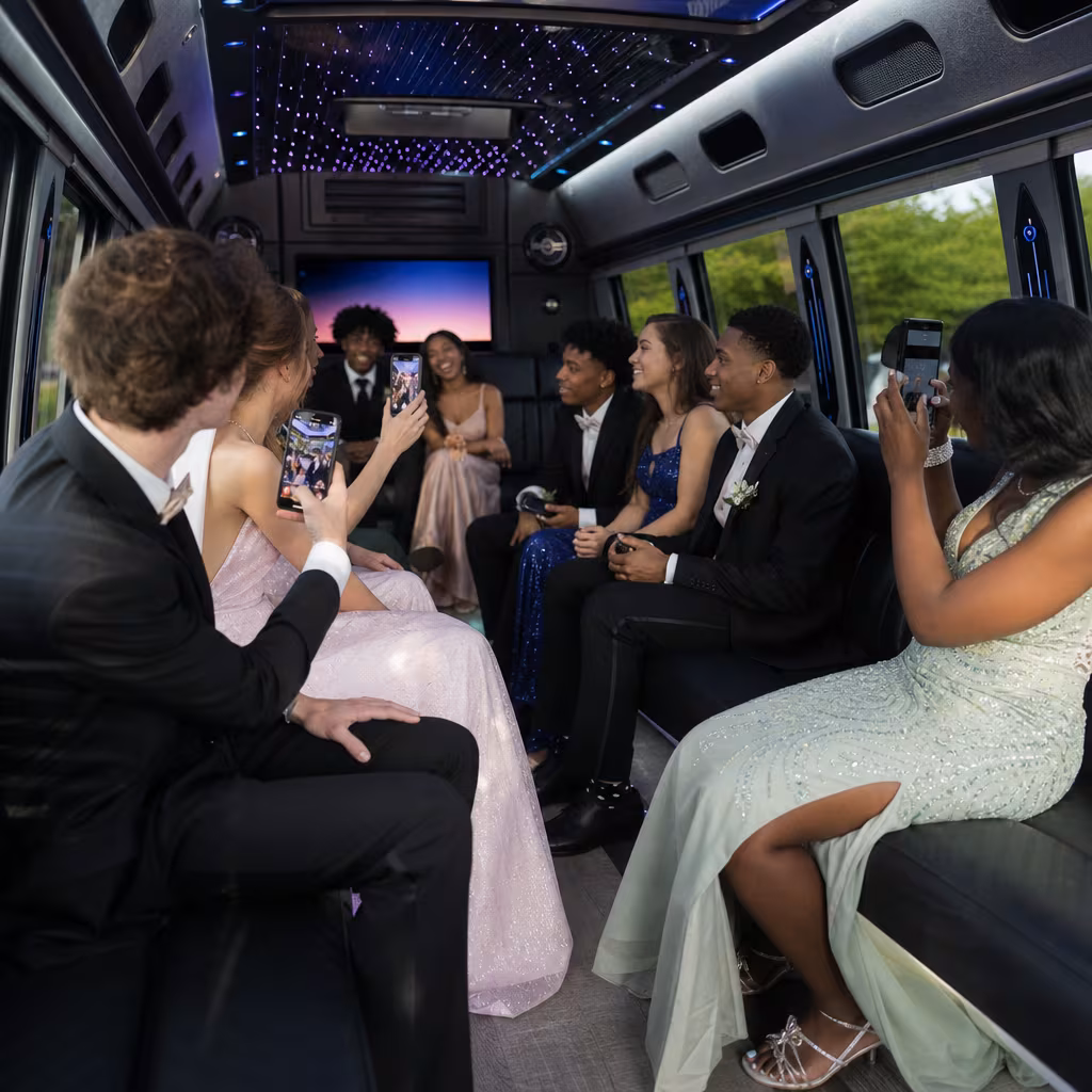Black Mercedes Sprinter van staged for an Boynton Beach Prom & Homecoming Transportation group