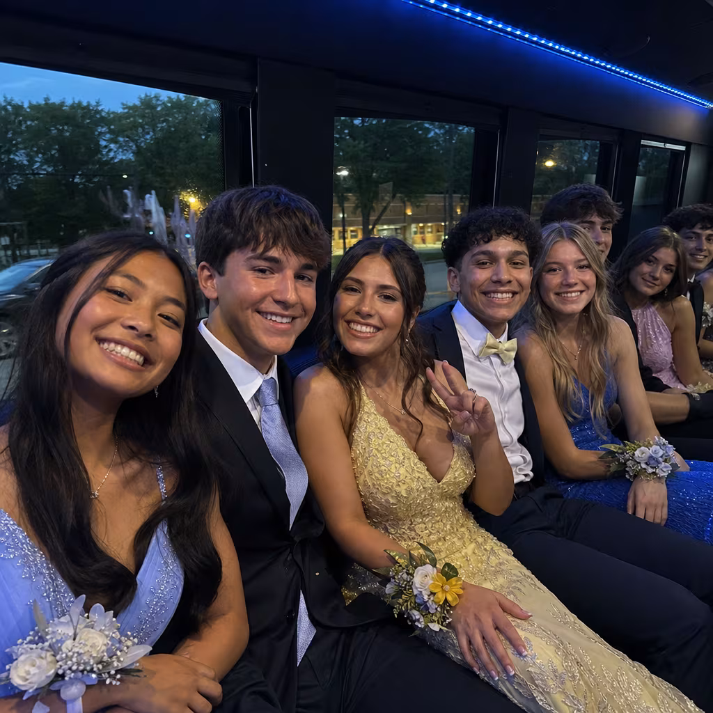 Boynton Beach Prom & Homecoming Transportation party bus interior