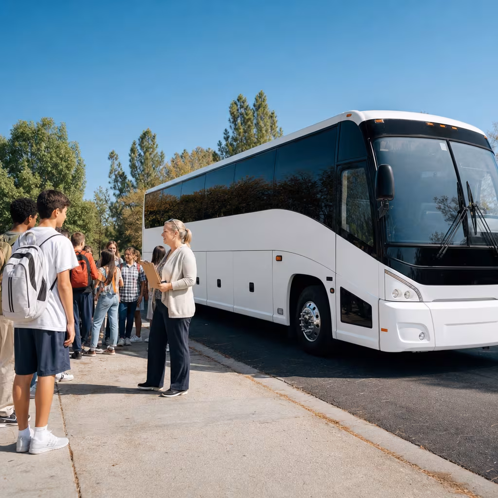 Black Mercedes Sprinter van staged for an Boynton Beach School Transportation group