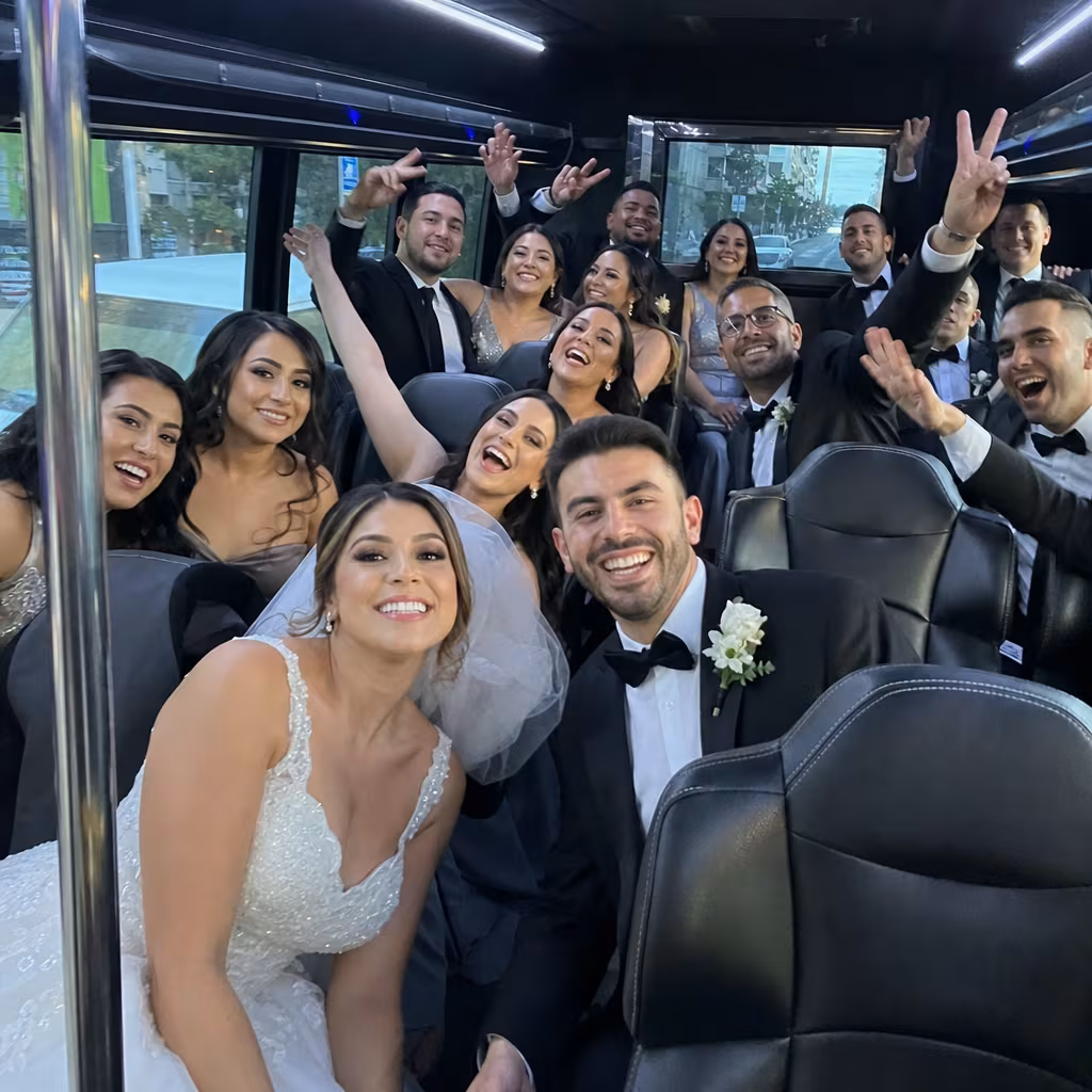 Boynton Beach Wedding Transportation party bus interior