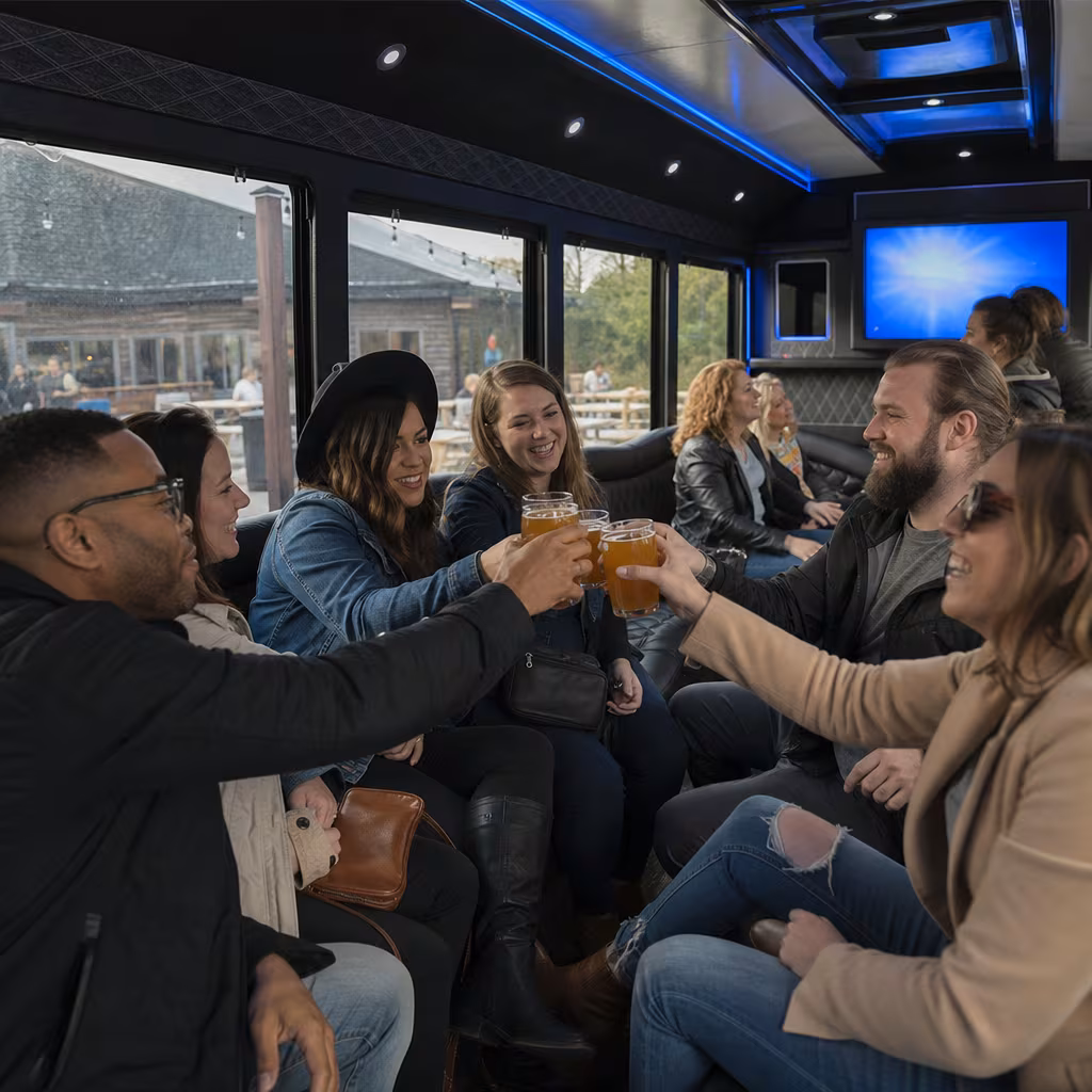 Black Mercedes Sprinter van staged for an Boynton Beach Winery & Brewery Tour Transportation group